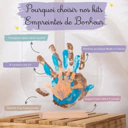 Geluksafdrukken Set 3 Handen Parelmoer – Niet-giftig Materiaal – Hand- en Voetafdrukken Baby – Uniek Cadeau Geboorte – Decoratie Slaapkamer – Made in France — thumbnail 2
