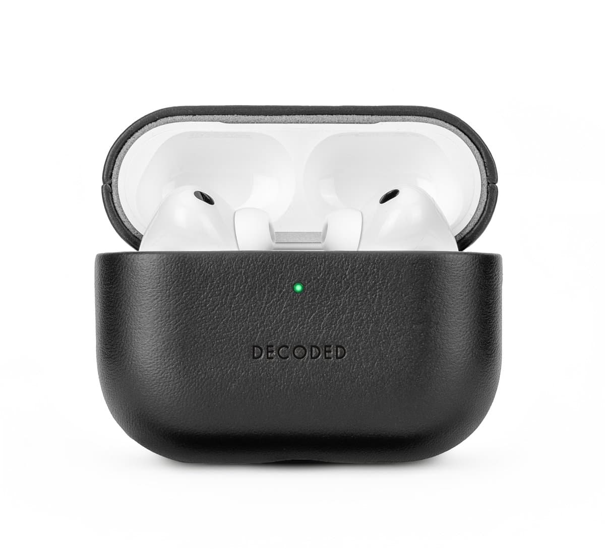 DECODED Leren Hoesje voor AirPods Pro 3 - Airpods Pro 3 Case - Premium ECCO-leer - Geschikt voor Magsafe - Draadloos Oplaadbaar - Indicatie Lampje - Krasbestendig - Zwart — afbeelding 1
