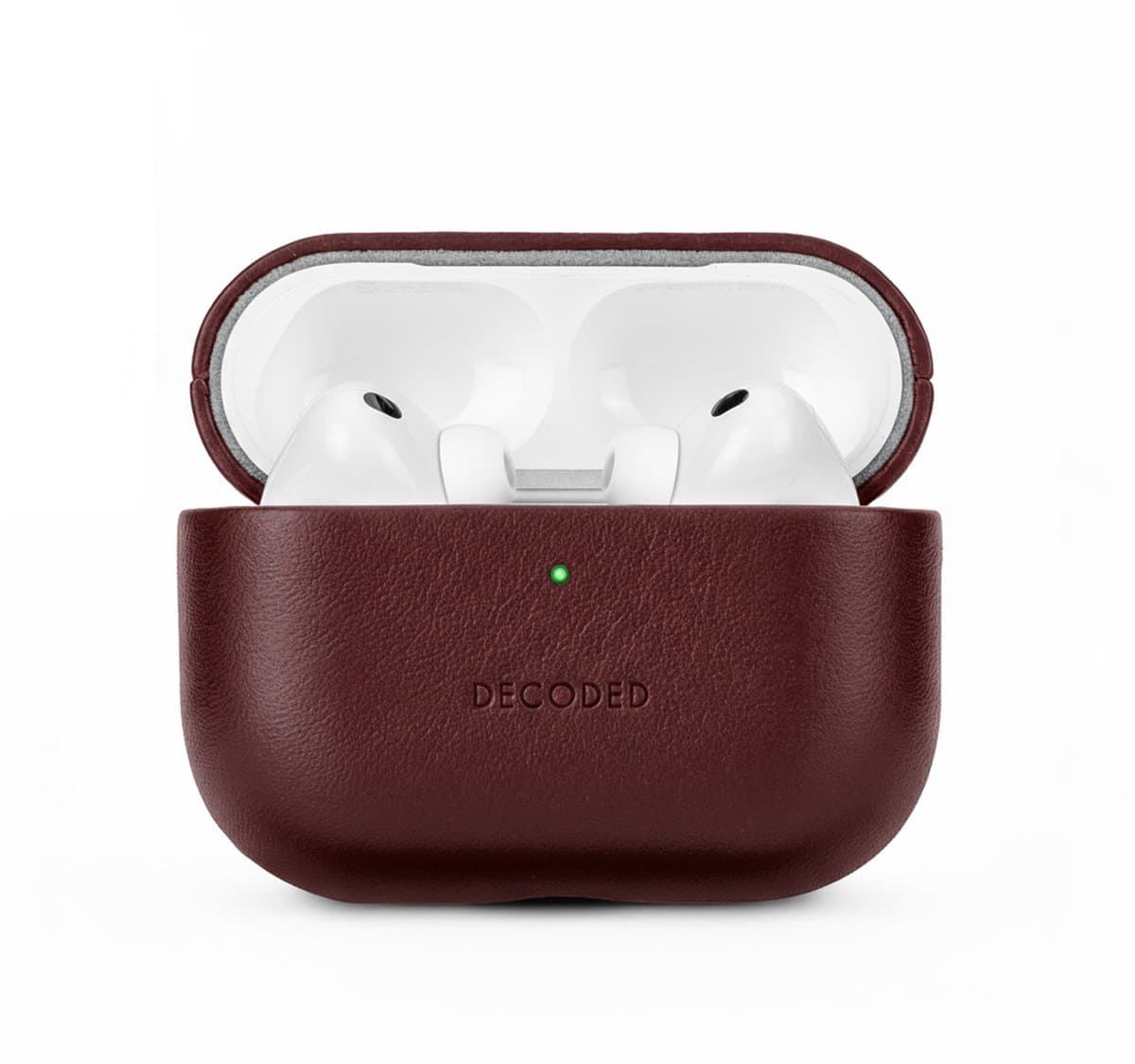 DECODED Leren Hoesje voor AirPods Pro 3 - Airpods Pro 3 Case - Premium ECCO-leer - Geschikt voor Magsafe - Draadloos Oplaadbaar - Indicatie Lampje - Krasbestendig - Burgundy Rood — afbeelding 1