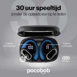 pocobob SP - draadloze sport oordopjes - Zwart - hardloop oortjes met oorboog achter oor -bluetooth oordopjes hardlopen — thumbnail 2