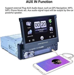 TechU™ T47 Autoradio met Uitklap Scherm – 1 Din 7 inch + Afstandsbediening – Bluetooth – USB – AUX – FM Radio – GPS Navigatie – Handsfree bellen – Autoradio met scherm — thumbnail 3