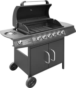 vidaXL Gasbarbecue 6+1 kookzone zwart — thumbnail 1