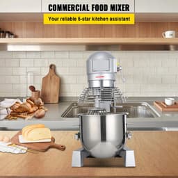 Industriële Keukenmixer - Commerciële Standmixer - 15 Qt Roestvrijstalen Mengkom - 600W Krachtige Motor - 3 Instelbare Snelheden - Spiraaldeeghaak - Platte Klopper - Draadzweep - Veiligheidsschild - Bakkerij - Horeca — thumbnail 4