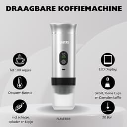 Flavers ® | Draagbare Elektrische Espressomachine | 2026 model | Zilver | Koffiezet apparaat voor Onderweg | Capsules & Gemalen Koffie | Portable Espresso Machine | Cadeauset | koffiemaatje | Draagbare Koffiemachine | Reis & Camping Koffiezetapparaat — thumbnail 3
