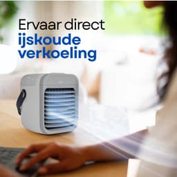 Dynter Mobiele Aircooler – Draadloze Luchtkoeler – Mini Ventilator met Batterij – Compact, Stil & Draagbaar – Grijs (SM211) — thumbnail 3