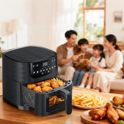 Airfryer - Hetelucht friteuse - 4 liter - 70 tot 200 graden - 1350 watt - Zwart — thumbnail 5