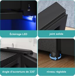 STILVORA Koelkast Stil – 128 L – Met Vriesvak En Ledverlichting – Roestvrij Staal – Zwart – Vrijstaand Voor Woonkamer Kantoor Caravan — thumbnail 2