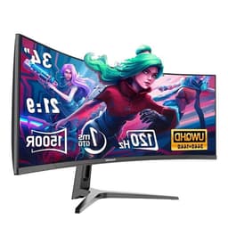 34-inch Curved Monitor – Ultrawide Scherm – Gaming Monitor – PC Monitor – UWQHD Display – 3440x1440 Resolutie – 120Hz Verversingssnelheid – 165Hz Reactietijd — thumbnail 1
