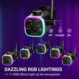 FIFINE AM9 - Gaming Microfoon Dynamische - Podcast Streaming PC PS4 PS5 - Ruisonderdrukking - Touch Mute Knop - USB RGB - Zwart — thumbnail 3