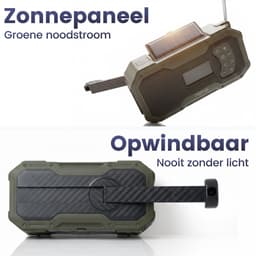 Noodradio Solar Opwindbaar - DAB+ / FM Nood Radio - 5000 mAh Powerbank Zonneenergie - Bouwradio - Badkamer Radio - Noodpakket — thumbnail 2