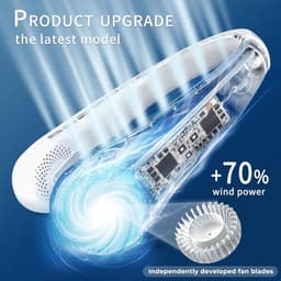 Nekventilator Draagbare Persoonlijke Ventilator - 4000mAh Sterke Wind - 360° Koeling Geen Haarophoping - Snel opladen Lange Gebruiksduur - voor Dames, Mannen - Zwart - 1 Stuk — thumbnail 2