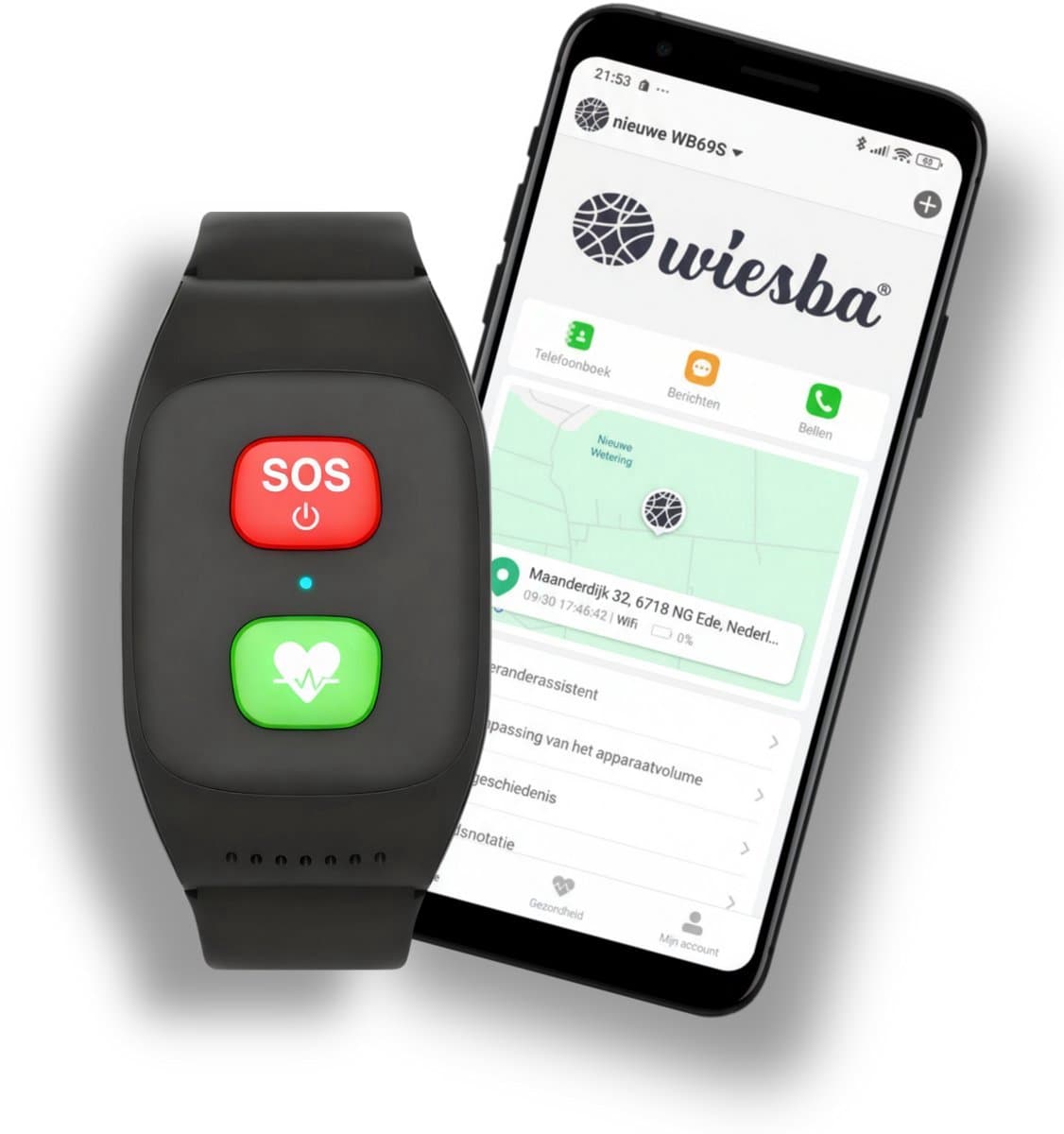 Wiesba WB69S - GPS Horloge Senior - Smartwatch voor Ouderen - Persoonlijke alarmen - alarm horloge ouderen - GPS Horloge Alzheimer - Valdetectie - Persoonlijk alarm — afbeelding 1