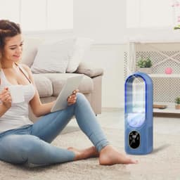 Draagbare airconditioner met ventilator, verdampingskoeler, USB-airconditioner met ventilatorsnelheid en timer, mini-bureauventilator, geschikt voor kantoorgebruik (wit). — thumbnail 2