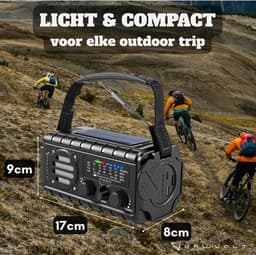 RAWVOLT® - NIEUW - Noodradio SW20K - 20000mAh Li-ion Accu - Solar Opwindbaar - Powerbank, Zaklamp, SOS Alarm & Leeslamp - 2026 model voor indoor, outdoor en in noodpakket - incl. Multi-Function Survival Armband - Cosmos Black — thumbnail 5