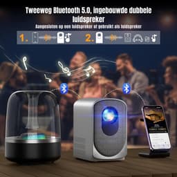 DYNA® Draagbare beamer - Beamer - Projector - Mini Beamer - Wit/Grijs- 15cm x 16cm x 10cm — thumbnail 5