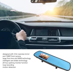 3,5 inch 1080P achteruitkijkspiegelcamera, breedbeeldopname, achteruitrijcamera, dashcam voor met Anti-shake, nachtzicht, monitor — thumbnail 3