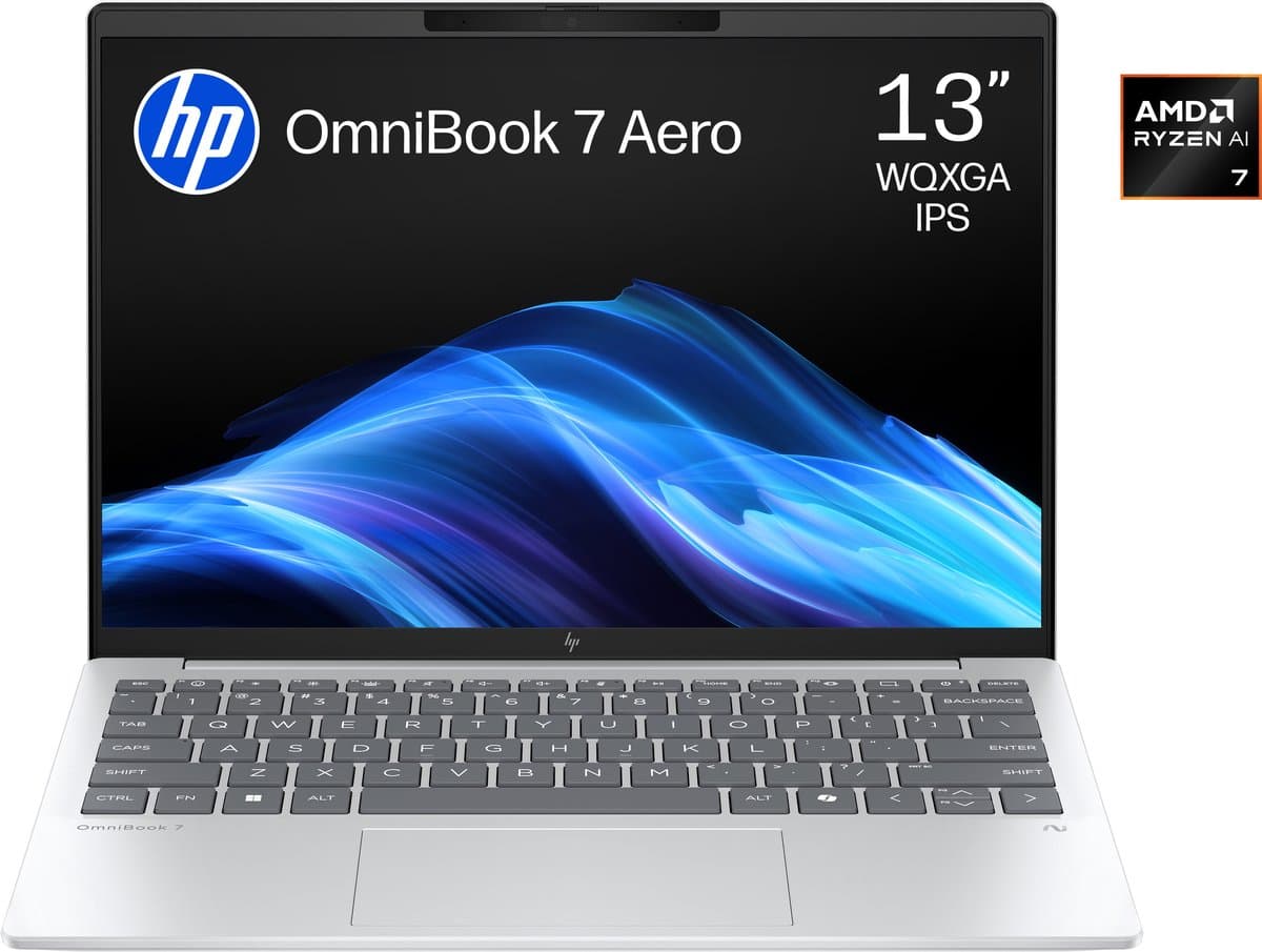 HP OmniBook 7 Aero NGAI 13-bg1076nd - Copilot+ Laptop - 13.3 inch - 0.99 kg - Ryzen AI 7 - 32GB/1000GB — afbeelding 1