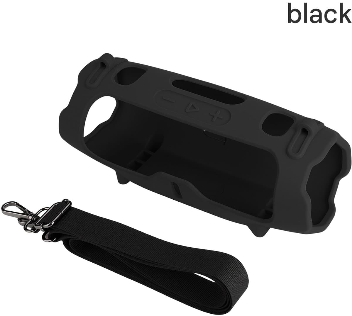 Siliconen beschermhoes geschikt voor JBL Charge 6 speakers, draagbare schoudertas/crossbody speakerhoes, zwarte verpakking. — afbeelding 1