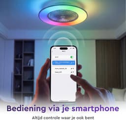 Plafondventilator Wit - Wifi - Met Speaker - Dimbaar Met Afstandsbediening - RGB 12 Kleuren - Woonkamerlamp - Kroonluchter — thumbnail 1
