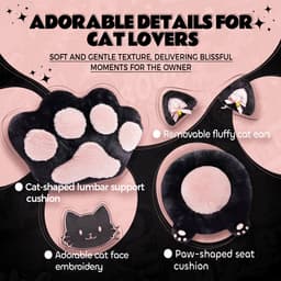 Dowinx Gaming Stoel Roze/Zwart – Ergonomisch met Voetensteun – Kattenpoot Design – Stoffen Gamer/PC Stoel – Verstelbare Rugleuning – Voor Volwassenen — thumbnail 3