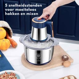 De Warenloods - Multifunctionele Keukenmachine - Vleesmolen - Foodprocessor - Hakmolen - Groentesnijder - 5 liter - Roestvrij Staal — thumbnail 3