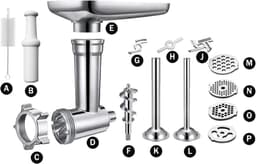 Metalen Gastronomische Pastapersbevestiging voor Kitchenaid Keukenmixer - Duurzaam Metalen Pastamacheropzetstuk - met 3 Verwisselbare Platen - voor Verse Zelfgemaakte Pasta — thumbnail 2