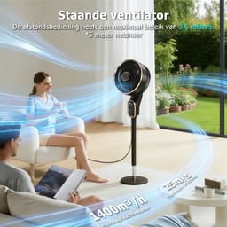Staande ventilator 50W - Statiefventilator met 6 Snelheden en 3 Modi - Vloerventilator met met Afstandsbediening - Stille Ventilator in Hoogte Verstelbaar 90 tot 110 cm - Timer - Kantelbaar en Oscillerend - 23dB - Donkerbruin — thumbnail 5