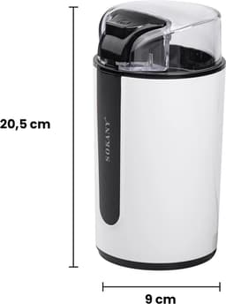 Sokany, Elektrische Koffiemolen 200W Capaciteit 75g, Zwart / Wit — thumbnail 3
