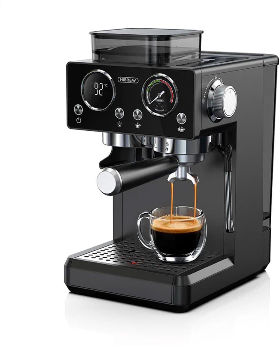 HiBREW H20 Espressomachine met Geïntegreerde Koffiemolen – 20 Bar – 1.8L – PID Temperatuurcontrol — afbeelding 1