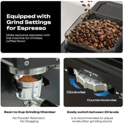 HiBREW H20 Espressomachine met Geïntegreerde Koffiemolen – 20 Bar – 1.8L – PID Temperatuurcontrol — thumbnail 2