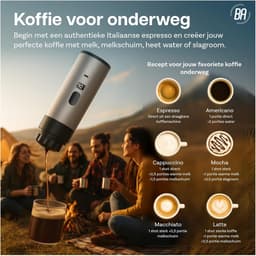 Best Active - 3-in-1 Draagbare Koffiemachine - Inclusief 10.000 mAh Solar Powerbank - Draagbaar Koffiezetapparaat - Cups en Gemalen Koffie - Draagbaar en Oplaadbaar - Espressomachine - Zwart — thumbnail 3