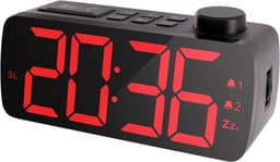 YUCONN Wekkerradio - Wekker Kinderen - Kinderwekker - Grote LED Cijfers - Wekkers Digitaal - Dimbaar Display - Sleeptimer - Rood — thumbnail 1