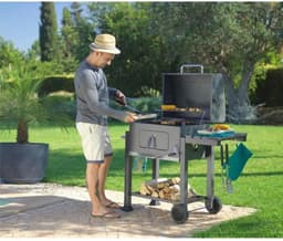 Tresaro - Smoker Barbeque - Premium Houtskool BBQ - Barbecue - Thermometer en Houtskoollade - Grillwagen met Gietijzeren Rooster — thumbnail 5