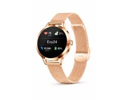 Evy24 Smartwatch Dames 35mm - AMOLED Horloge - Stappenteller - Slaapmonitor - Saturatiemeter - Bluetooth Bellen - Geschikt voor Android & iOS - Rosé