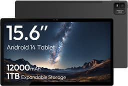 MESWAO B3 Tablet - 15,6 inch 1920*1080 IPS-scherm - WiFi 5 Bluetooth 5.0 - 32 MP + 5 MP Camera - 6GB RAM + 128GB ROM - Android 14 - 12000 mAh Batterij - Helio G99 Octa-Core - Grijs — thumbnail 1