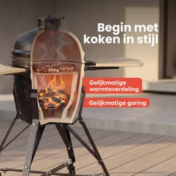 KitchenBrothers Kamado BBQ - 21 Inch Houtskool Barbecue - 45⌀ cm - PFAS-vrij - Complete Set - Egg BBQ met Accessoires inclusief Hoes - Vaderdag Cadeau - Zwart — thumbnail 4