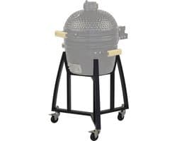 KitchenBrothers Kamado BBQ Onderstel - Voor 41⌀ cm - Geschikt voor 16 inch KitchenBrothers Kamado - 102 cm Hoogte - Met Wielen en Rem - Vaderdag Cadeau - Zwart