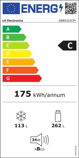 LG GBBS322CPY Vrijstaand 375 l Zilver — thumbnail 2