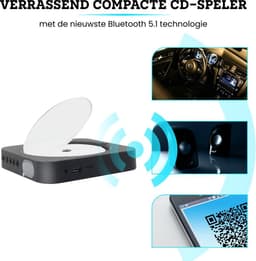 Somstyle Draagbare CD Speler met Speaker - Wall Mount - Bluetooth - 3.5 MM Aux - CD / CD-R / CD-RW - Met Radio - Zwart — thumbnail 4