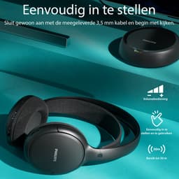 PHILIPS SHC5200M2/12 - Draadloze TV Headphones met 30 uur afspeeltijd, 30 m bereik, digitale 2,4G-verbinding, Over-Ear Comfort Fit, vervangbare batterij, helder digitaal geluid – Zwart — thumbnail 4