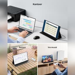 SNJY® Portable Monitor - Draagbare Monitor - Draagbaar Scherm - 15,6 Inch - 1920×1080 FHD - Zwart — thumbnail 3