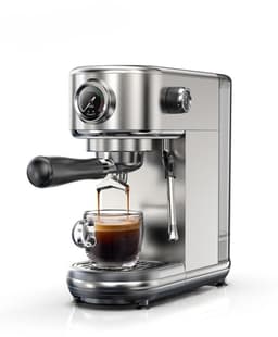 NaevaMi Espressomachine - Koffiezetapparaat - Koffiemachines - Koffieapparaat - Semi Automatisch - Chroom - 20 Bar - Temperatuur Instelbaar - Hoogwaardige RVS Behuizing - 5-10 Kopjes - 51mm Portafilter — thumbnail 1