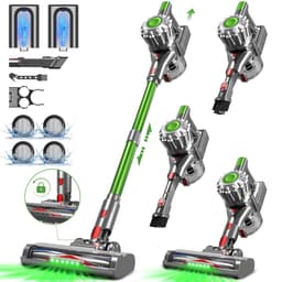 Fukstern Steelstofzuiger Draadloos – 38KPa Krachtige Zuigkracht – Tot 60 Min Accuduur – Anti-Klit Vloerborstel – 4-voudig HEPA-Filtersysteem – 1,6L Stofreservoir – Groen licht & krachtige reiniging – groen — thumbnail 1
