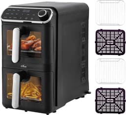 Heteluchtfriteuse Dubbele Kamer - Airfryer XL - Gezond Koken - Twee Kamers Gescheiden - 11 Liter - Zwart — thumbnail 1