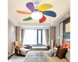Glitzerlife– plafond ventilator met verlichting – Ventilator lamp plafond – stille plafondventilator - stil met afstandsbediening en timer – Ø75 cm – gekleurd – plafondlamp met ventilator voor woonkamer en slaapkamer