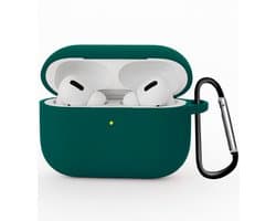 Hoesje Geschikt voor Apple Airpods Pro 3 - Siliconen Hoes met Clip - Silicone Case Cover - Petrol