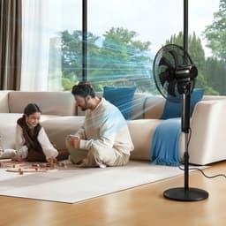 Staande ventilator 60W - Statiefventilator met 6 Snelheden - Vloerventilator met met Afstandsbediening - Ventilator in Hoogte Verstelbaar 110 tot 125 cm - Timer - Kantelbaar en Oscillerend - 53dB - Zwart — thumbnail 5
