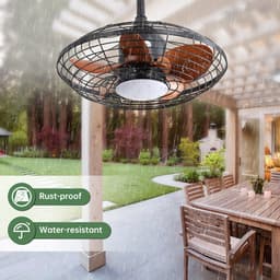 LED-verlichting - Plafondlamp met ventilator en licht - 51 cm plafondventilator met licht - Timerfunctie - 18W LED-lamp - 5 ABS-ventilatorbladen - DC-motor en ophanghaak - Geschikt voor buiten, terrassen en pergola's — thumbnail 1