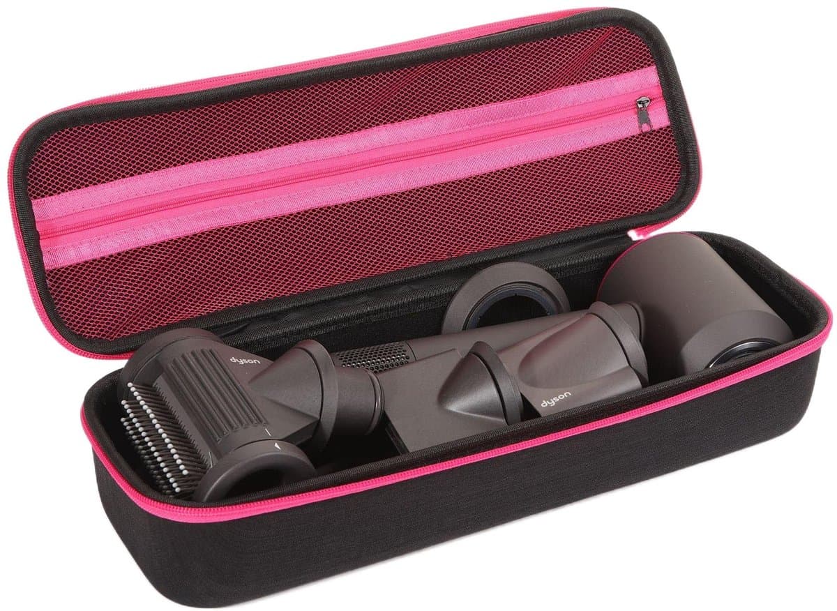 Draagtas / Reistas / Opbergtas / Beschermhoes Geschikt voor Dyson Föhn & Opzetstukken - Lege Tas-Zwart en roze-Belle's product — afbeelding 1