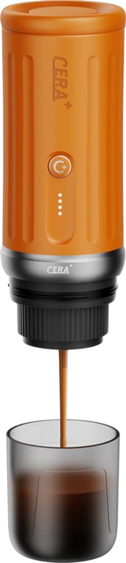 Cerapresso draagbare espressomachine - 3e gen 13500 mAh batterij - tot 8 kopjes zonder opladen - 150s tot 96°C - cups en gemalen koffie - dubbele espresso - draagbare koffiemachine - koffiemaker - reis & camping koffiezetapparaat 12 volt - CERA+ — thumbnail 1